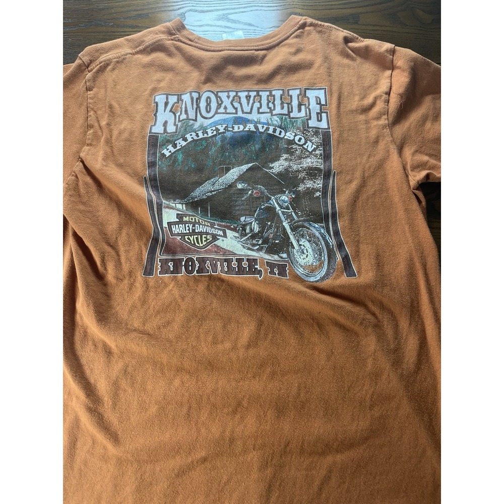 Harley Davidson Shirt Men's Large Orange Cotton T-Shirt Knoxville TN